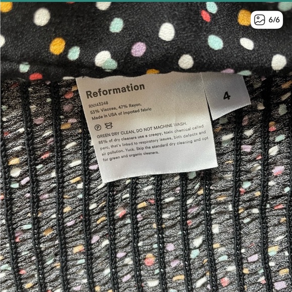 NWT Reformation Simi Top Confetti Size 4 - Picture 3 of 4